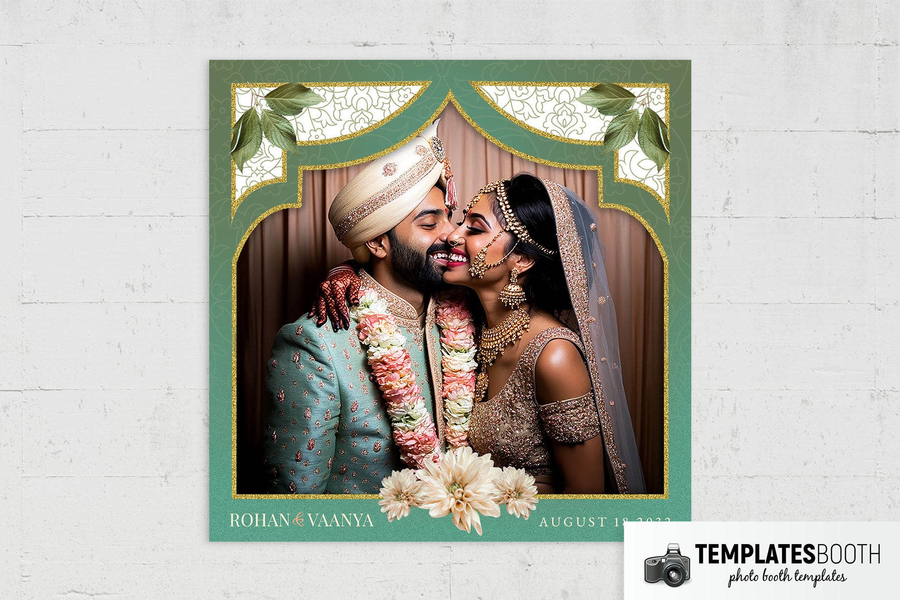 Green Indian Wedding Photo Booth Template