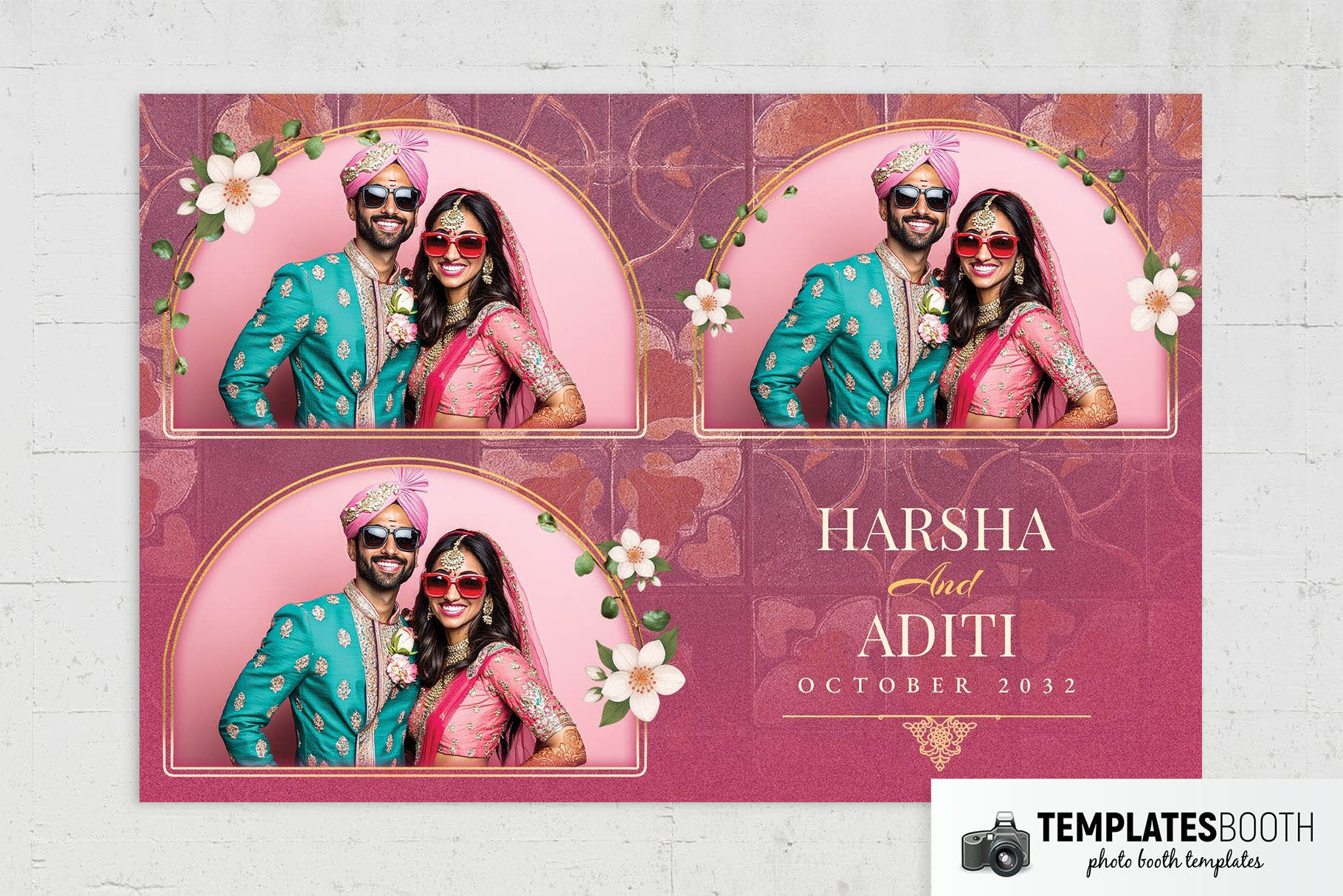 Pink Indian Wedding Photo Booth Template