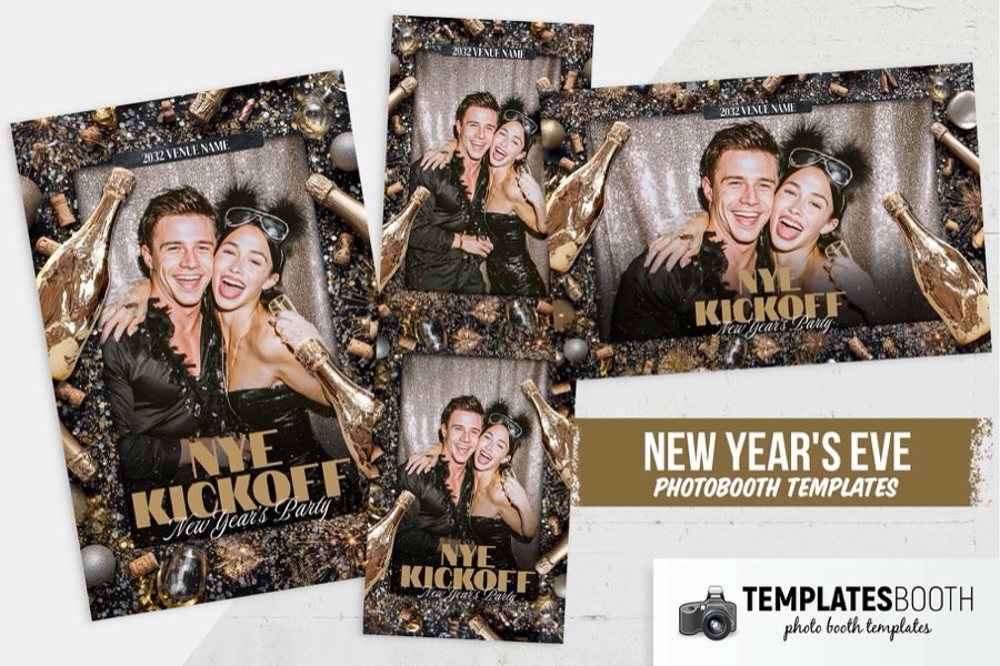 Gold Bottle NYE Photo Booth Template
