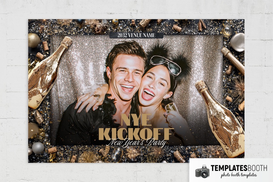 Gold Bottle NYE Photo Booth Template