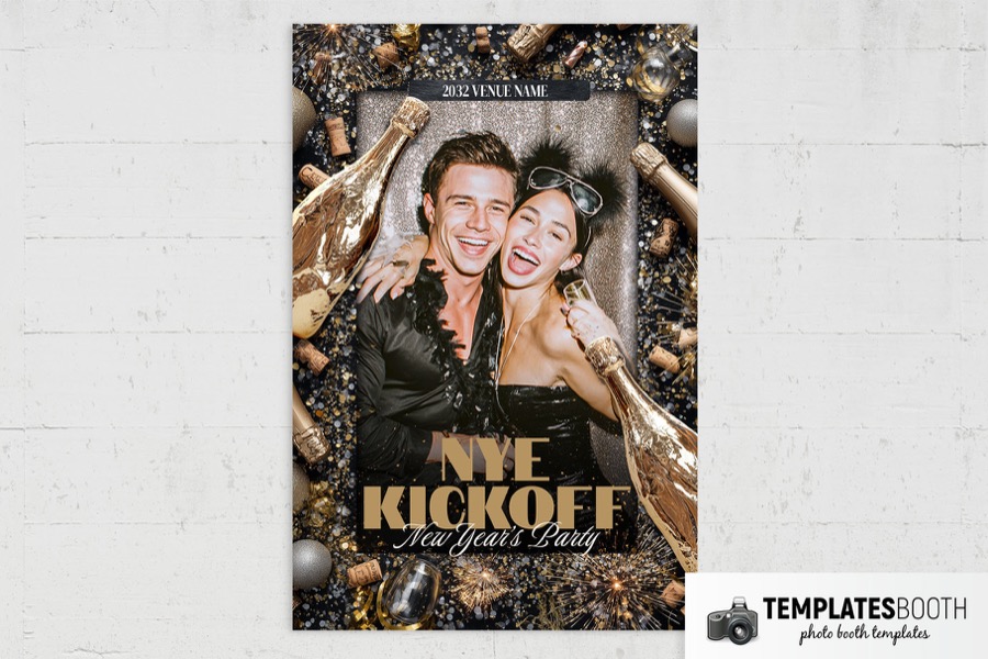 Gold Bottle NYE Photo Booth Template