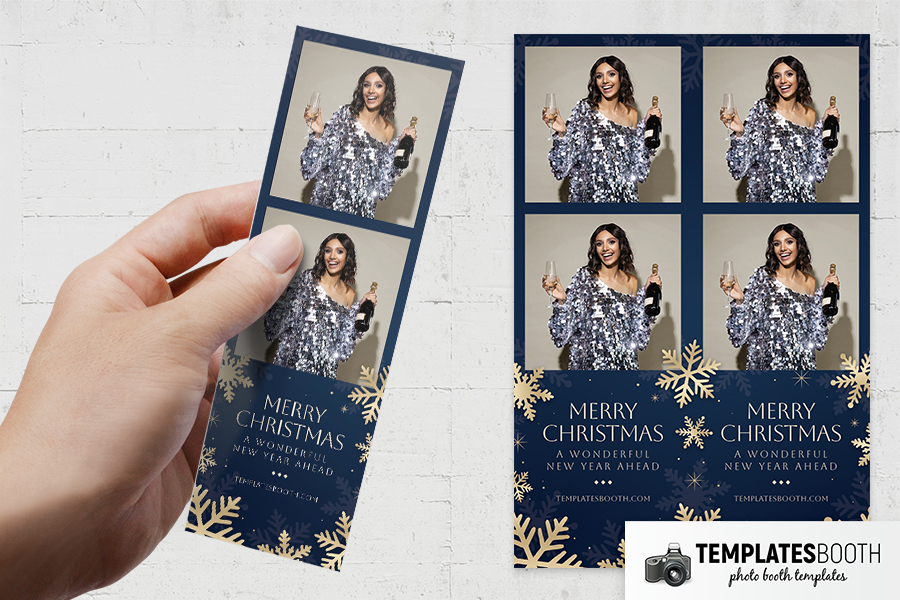 Blue & Gold Christmas Photo Booth Template