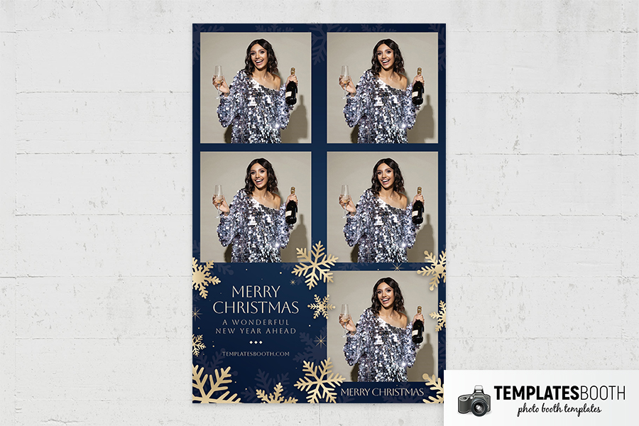 Blue & Gold Christmas Photo Booth Template