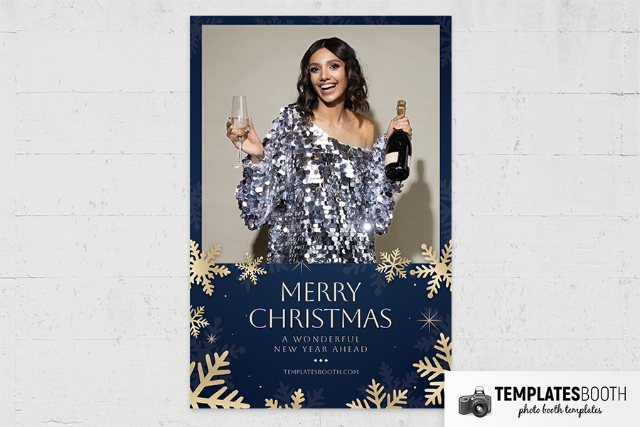 Blue & Gold Christmas Photo Booth Template
