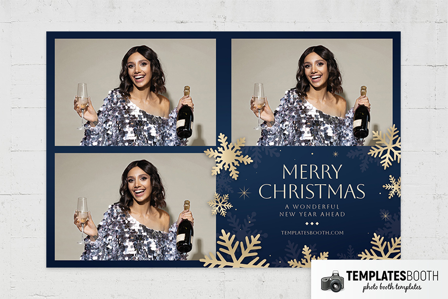Blue & Gold Christmas Photo Booth Template