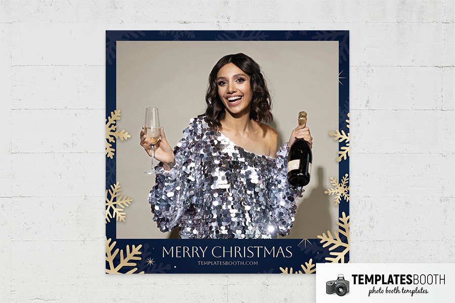 Blue & Gold Christmas Photo Booth Template