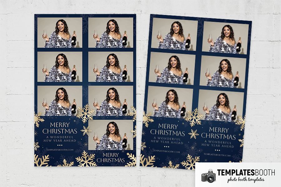 Blue & Gold Christmas Photo Booth Template