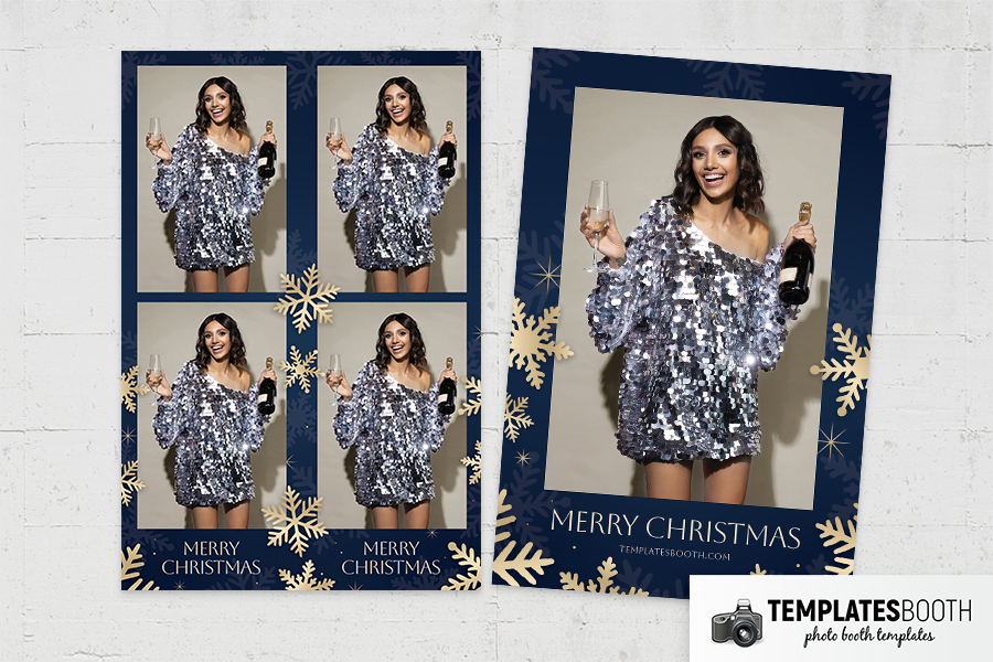 Blue & Gold Christmas Photo Booth Template