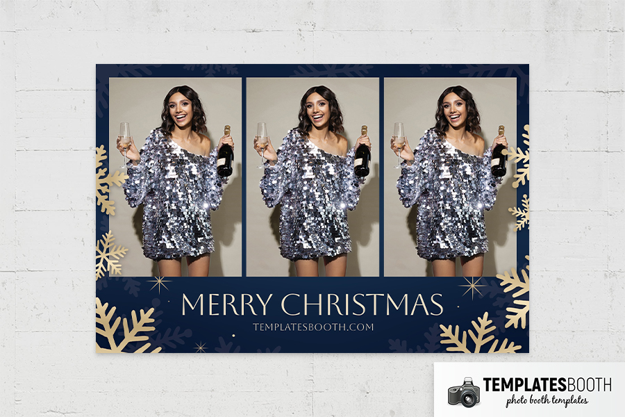 Blue & Gold Christmas Photo Booth Template