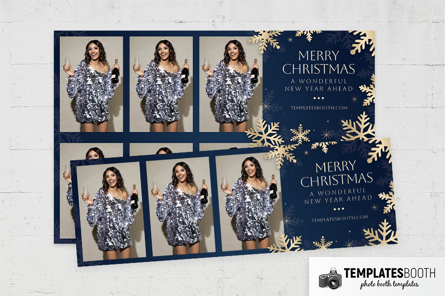 Blue & Gold Christmas Photo Booth Template