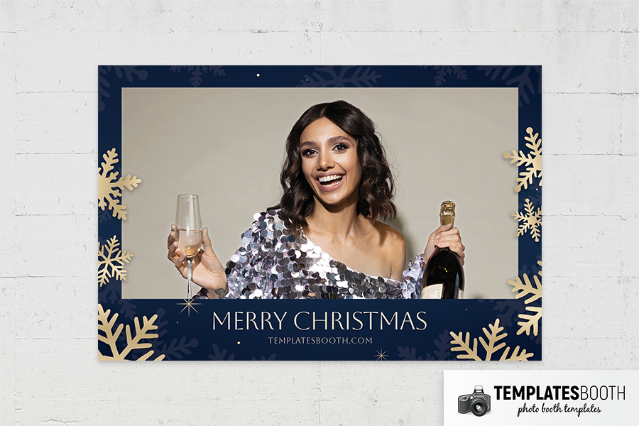 Blue & Gold Christmas Photo Booth Template