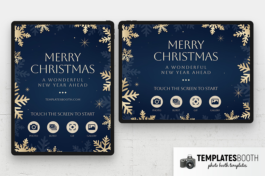 Blue & Gold Christmas Photo Booth Welcome Screen