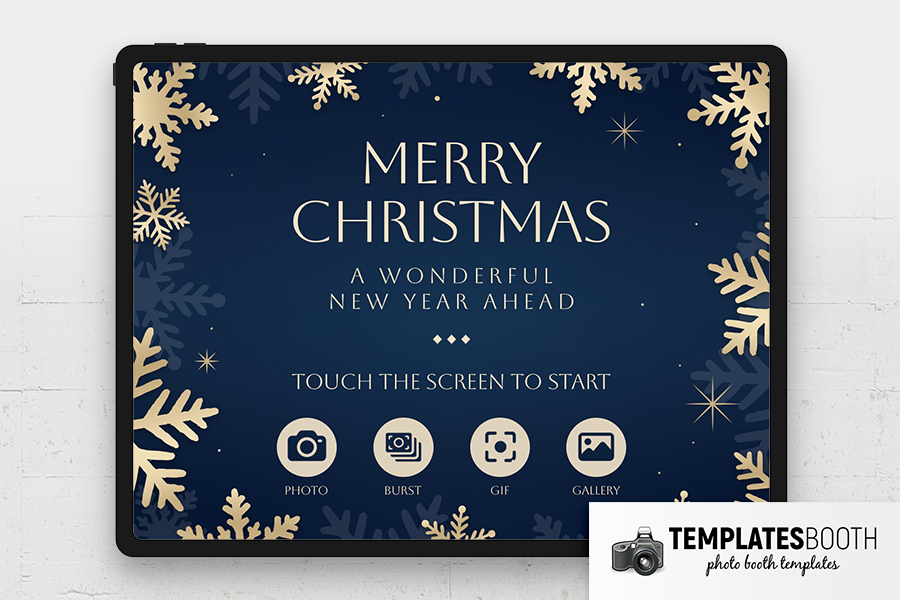 Blue & Gold Christmas Photo Booth Welcome Screen