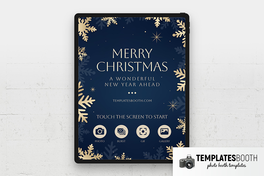 Blue & Gold Christmas Photo Booth Welcome Screen