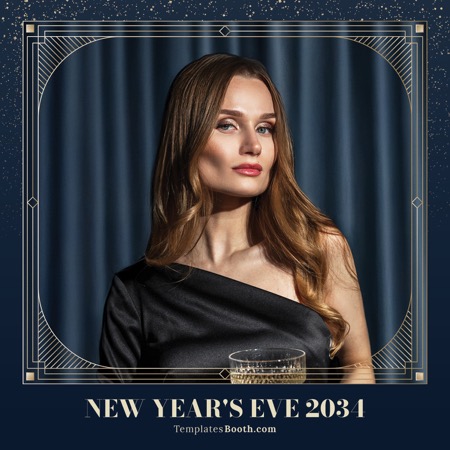 Blaue & goldene NYE Fotobox-Vorlage