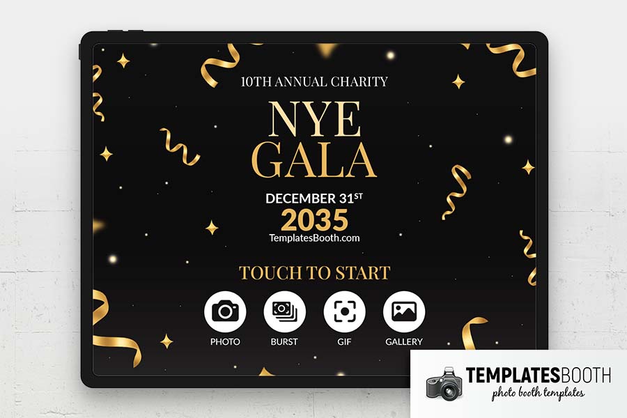 NYE Gala Photo Booth Welcome Screen