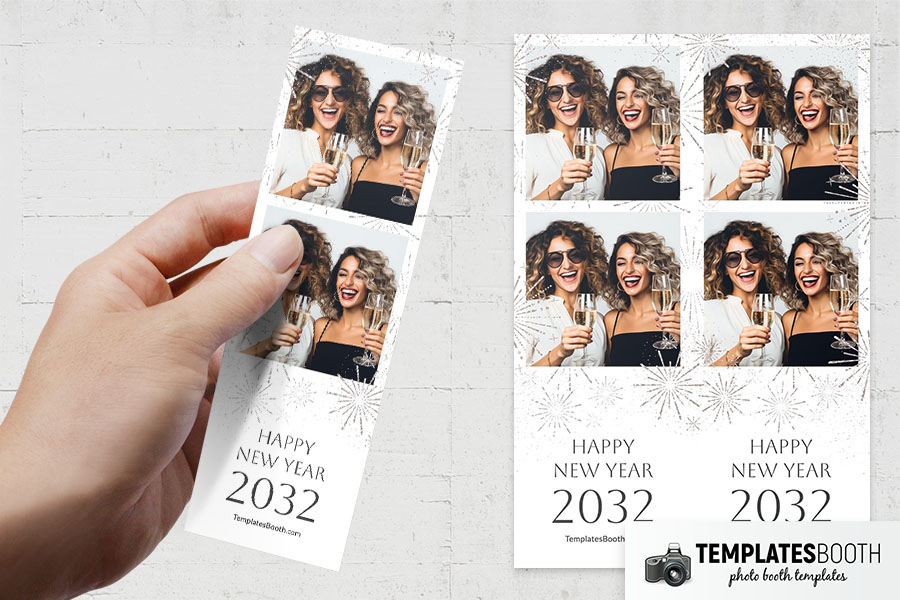 White New Year's Eve Photo Booth Template