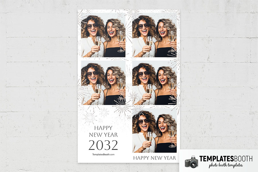 White New Year's Eve Photo Booth Template
