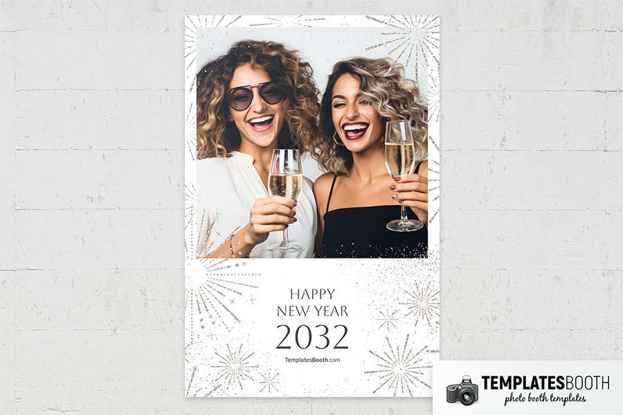 White New Year's Eve Photo Booth Template