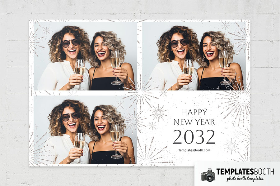 White New Year's Eve Photo Booth Template