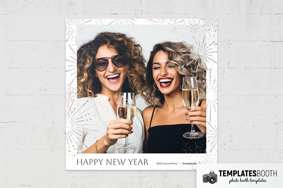 White New Year's Eve Photo Booth Template