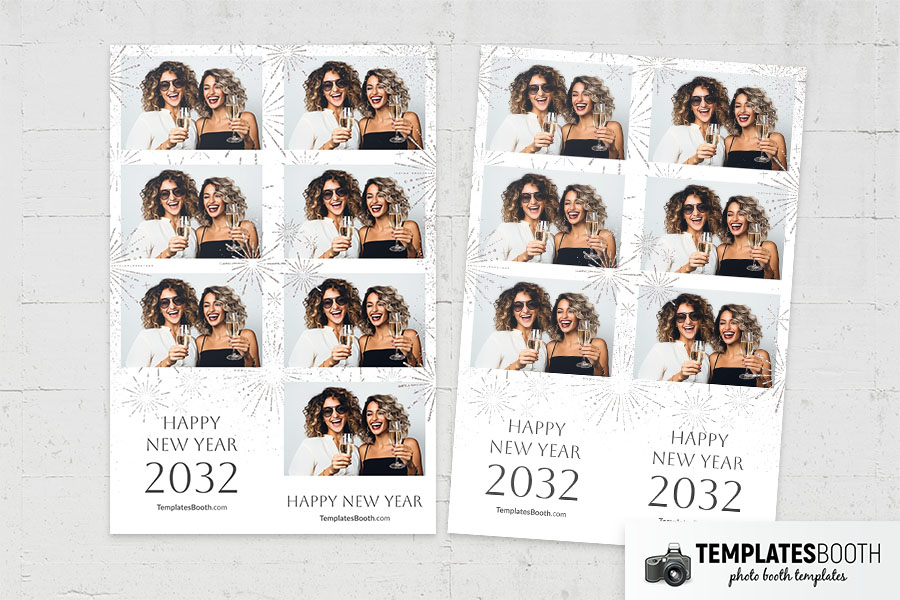 White New Year's Eve Photo Booth Template