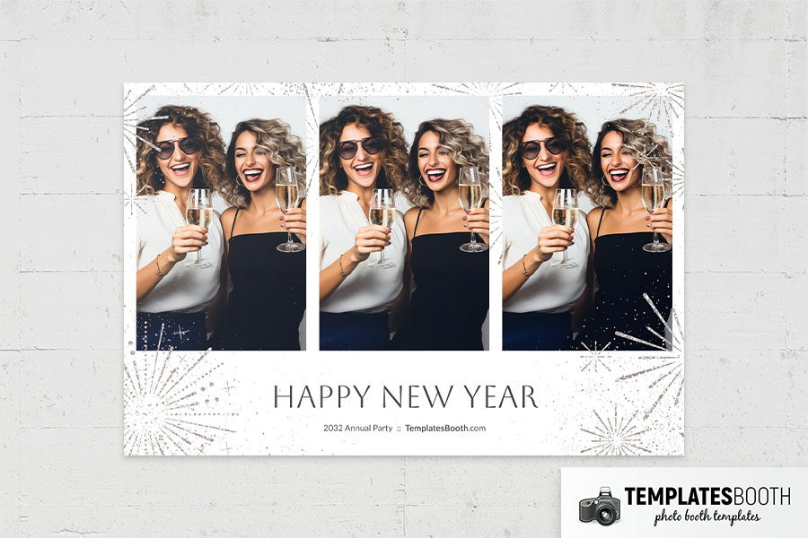 White New Year's Eve Photo Booth Template