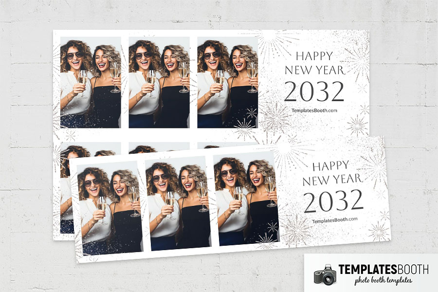 White New Year's Eve Photo Booth Template