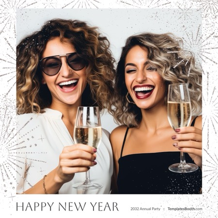 Weiße Silvester-Fotobox-Vorlage