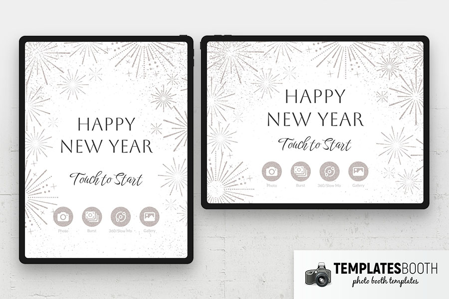 White New Year's Eve Photo Booth Welcome Screen
