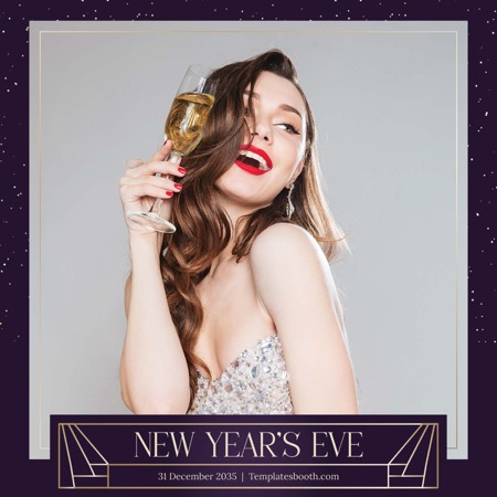 Lila NYE Art-déco-Fotobox-Vorlage
