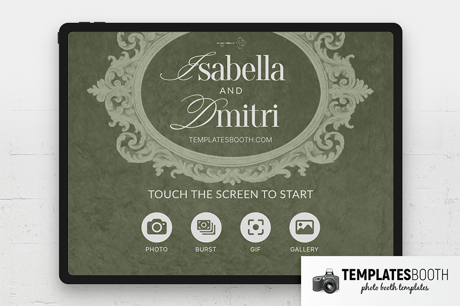 Rustic Green Wedding Photo Booth Welcome Screen