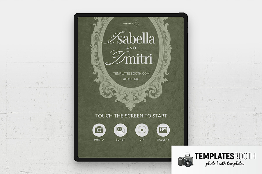 Rustic Green Wedding Photo Booth Welcome Screen