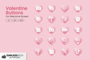 Valentines Day Welcome Screen Button in Clipart PNG, Illustrator Ai & Vector EPS format.