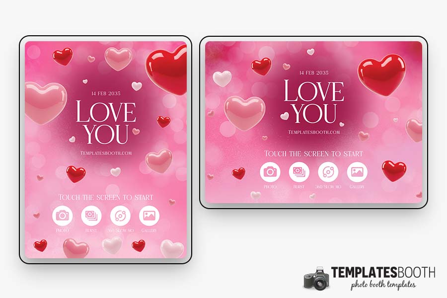 Love You Valentine Photo Booth Welcome Screen Template