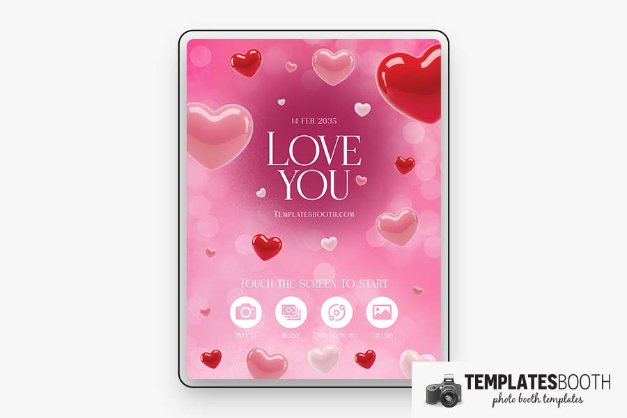 Love You Valentine Photo Booth Welcome Screen Template