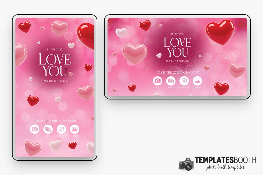 Love You Valentine Photo Booth Welcome Screen Template