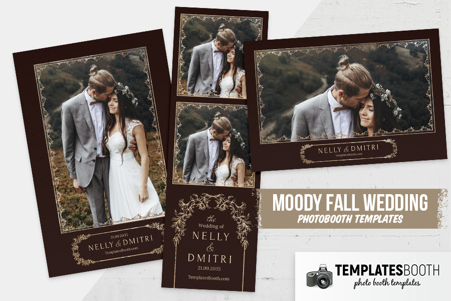 Moody Fall Wedding Photo Booth Template Preview