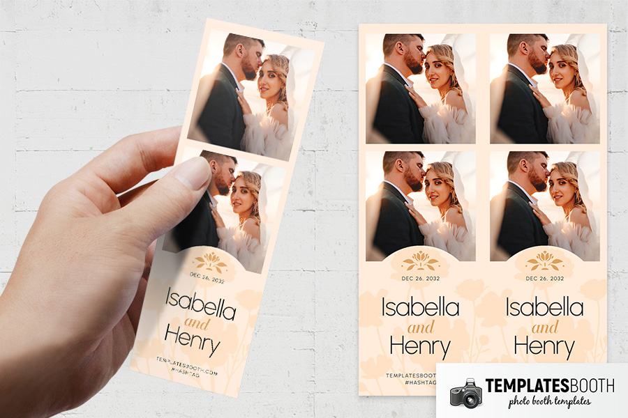 Peach Floral Wedding Photo Booth Template
