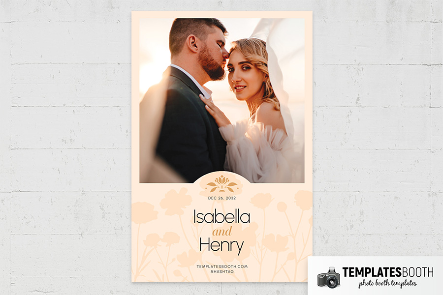 Peach Floral Wedding Photo Booth Template