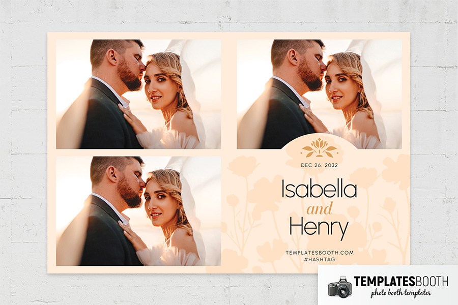 Peach Floral Wedding Photo Booth Template