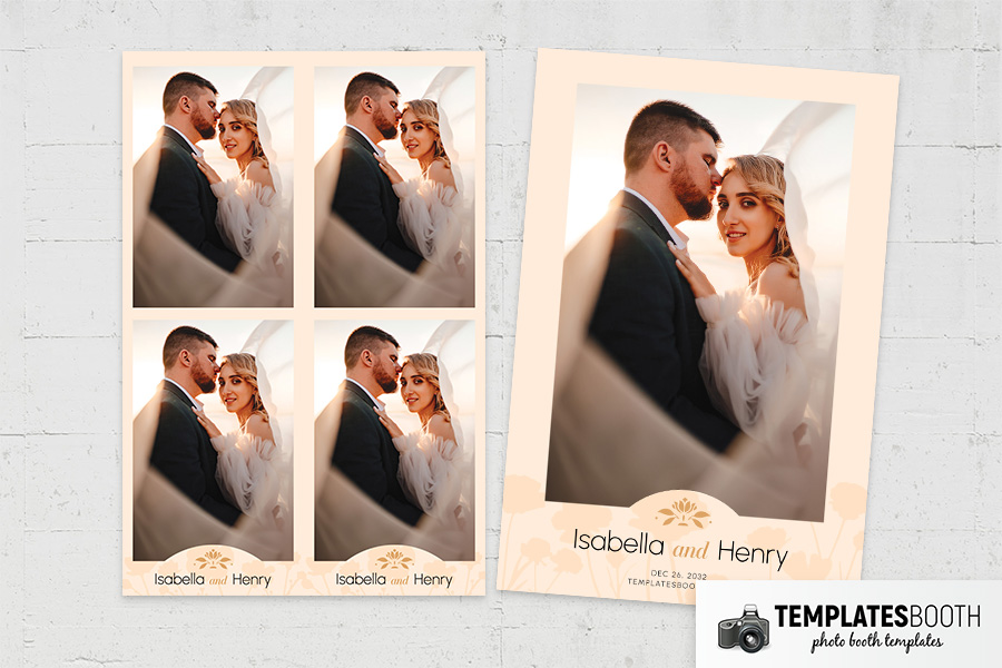 Peach Floral Wedding Photo Booth Template