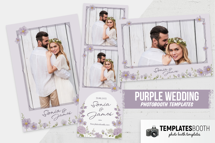 Purple Wedding Photo Booth Template Preview