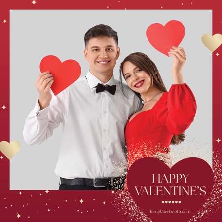 Rot-goldene Fotobox-Vorlage zum Valentinstag