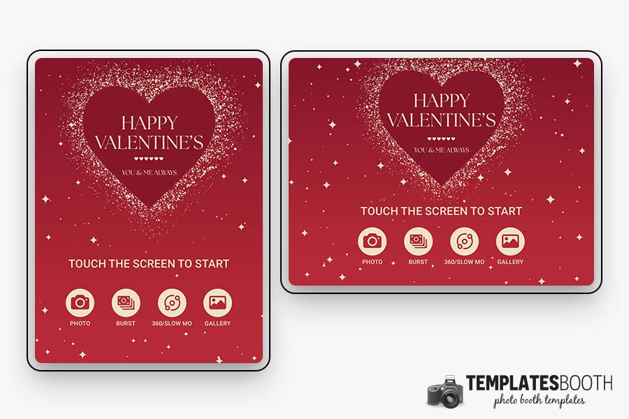 Red & Gold Valentine's Day Photo Booth Welcome Screen Template