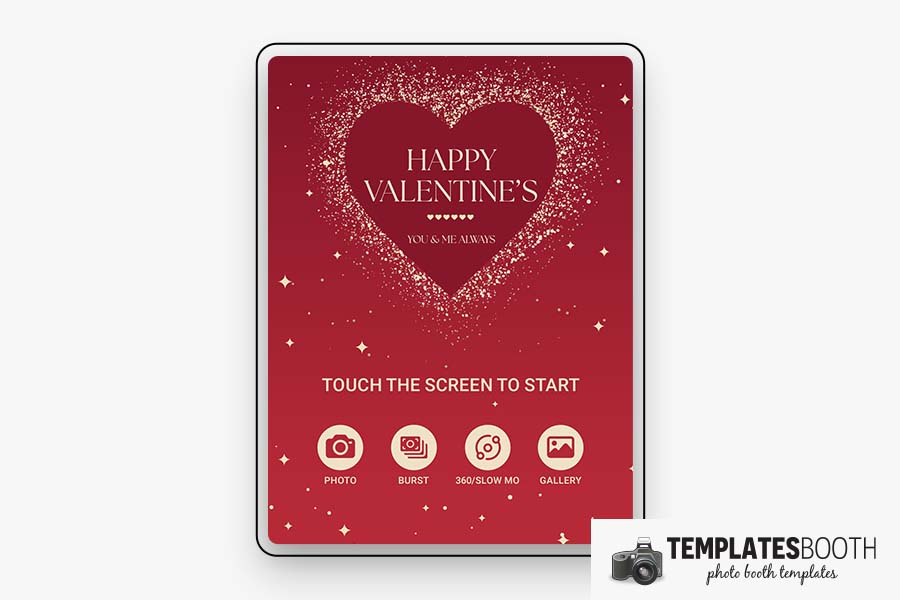 Red & Gold Valentine's Day Photo Booth Welcome Screen Template