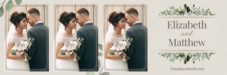 Modèle de photomaton de mariage rustique vert et beige