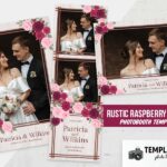 Rustic Raspberry Flowers Photo Booth Template