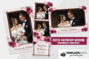 Rustic Raspberry Flowers Photo Booth Template