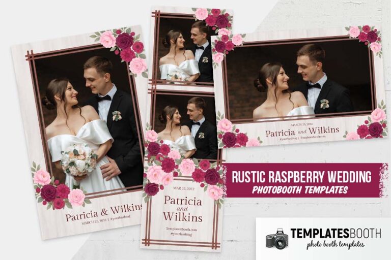 Rustic Raspberry Flowers Photo Booth Template